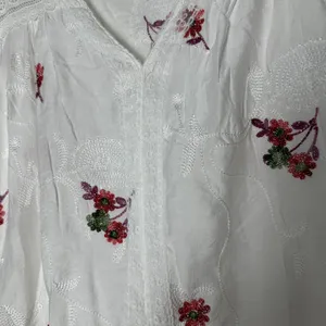 Sapphire‎ Size-PL Boho Floral Embroidered Lace Peasant Blouse White thumbnail 7