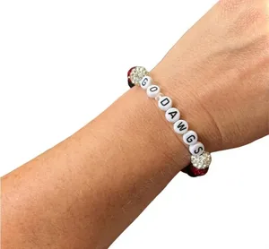 Georgia Bulldogs Rhinestone Spirit Bracelet Beaded UGA Elastic Stretch thumbnail 2