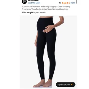 POSHDIVAH Maternity Leggings Women Medium Black Over The Belly‎ Yoga Pregnancy thumbnail 4