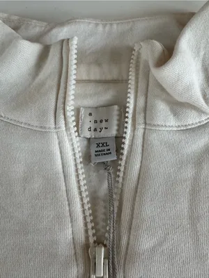 A New Day Ivory Cream Quarter-Zip Cowl Sweatshirt Sz XXL NEW thumbnail 4