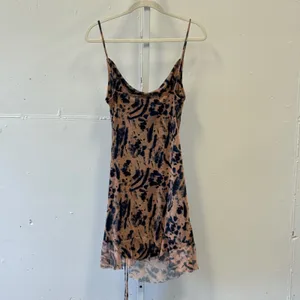 PrettyLittleThing Tan Black Abstract Print Cowl Neck Ruched Mini Dress US 10 thumbnail 2