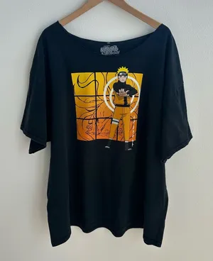 Naruto Off The Shoulder Anime Graphic Tee Black Size undefined thumbnail 1
