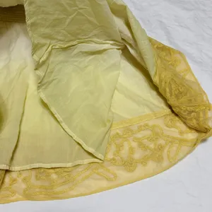 Free People Ombre Embroidered Mini‎ Skirt XS Yellow White Cotton Smocked Waist thumbnail 9