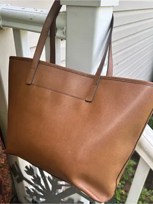 Michael Kors Brown Leather Tote with Gold Tone Logo thumbnail 2