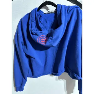 DKNY Sport Chicago Cubs Hoodie Cropped Royal‎ Blue MLB Graphic Sweatshirt L/XL thumbnail 4