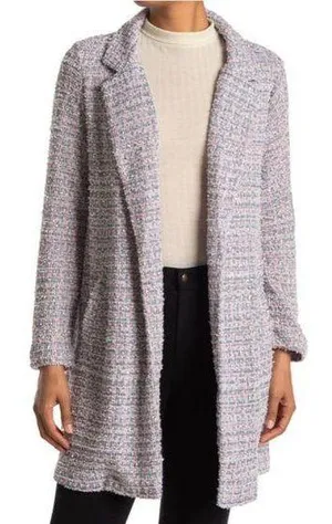 MELLODAY Chic Pink and Blue Tweed Coat thumbnail 1