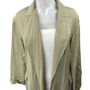 Zara Women's Green Notch Lapel Collar Pockets Open Front Blazer Coat Jacket XS thumbnail 3