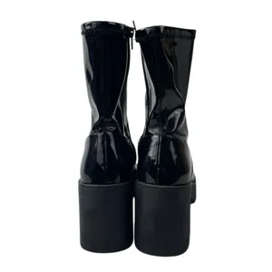 Aldo Upstep Black Patent Leather Almond Toe Block Heel Platform Ankle Boots 10 thumbnail 3