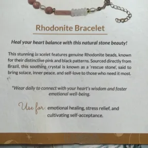 Rhodonite Bracelet with Gold Accents adjustable natural stones BNWT thumbnail 4