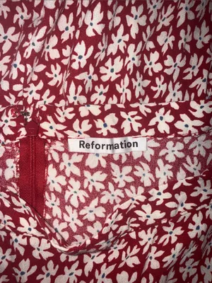 Reformation Red and White Floral Midi Skirt thumbnail 3