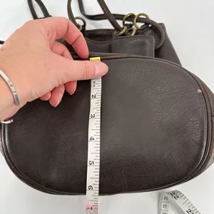Stone Mountain Dark‎ Chocolate Brown Pebbled Leather Brass Grommet Bucket Bag thumbnail 10