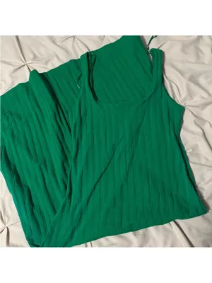Zara Emerald Ribbed Tank Midi Dress thumbnail 4