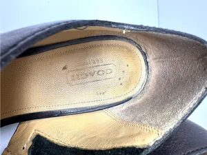 COACH black leather peep toe wedge shoes, size 8.5B thumbnail 14