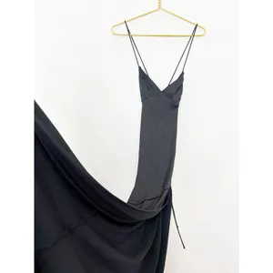 Babyboo Misha Maxi Dress Size Small Black Satin Formal Lace Up Back Wedding thumbnail 9