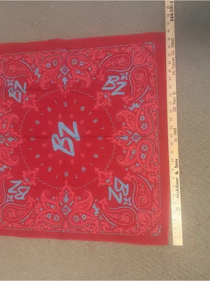 Red Bandana Scarf with Blue 'BZ' Logo- Bailey Zimmerman thumbnail 2