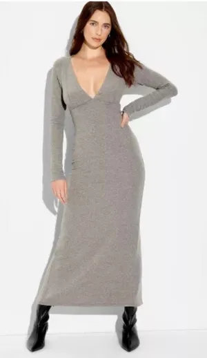 Wild Fable Grey Ribbed Maxi Dress thumbnail 1