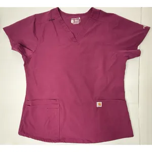 Carhartt Women's Scrub Top Force Essentials V-Neck 5 Pocket L Maroon Work Nurse‎ thumbnail 1