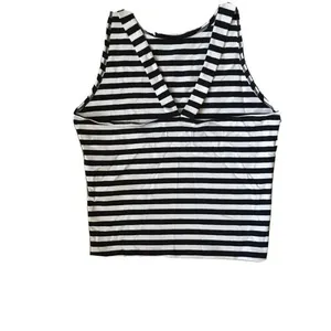 Abercrombie And Fitch Black And White Striped Crossback Cropped Tank Size M thumbnail 5