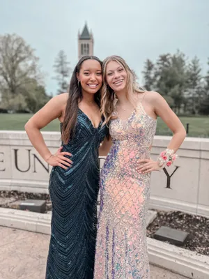 Windsor Navy Blue Sequin Prom Dress thumbnail 3