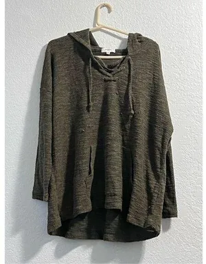 Soleillee green hoodie waffle knit shirt tunic 1x thumbnail 1