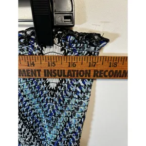 Cato XL Strapless Maxi Dress Blue Black Geometric Smocked Boho Stretch thumbnail 6