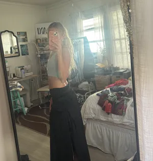 Long Black Slit Skirt thumbnail 4