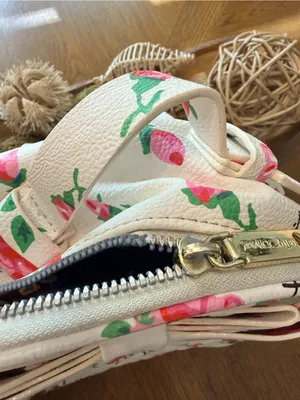 Betsey Johnson Floral Mini Backpack White Pink Roses Bow Purse thumbnail 6