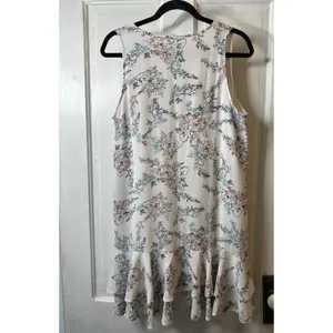MiamiWomen Floral Print V Neck Sleeveless Ruffle Hem Dress Size Medium thumbnail 2
