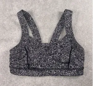 Lululemon Pavement Pusher Sports Bra Black White Speckle Mesh Back Womens 8 thumbnail 1