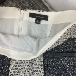Ann Taylor SET Gray Woven Collarless Parchwork Jacket & Skirt NEW thumbnail 8