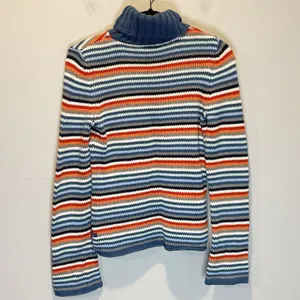 American Eagle Vintage Striped Chunky Knit Turtleneck Sweater - Medium thumbnail 5
