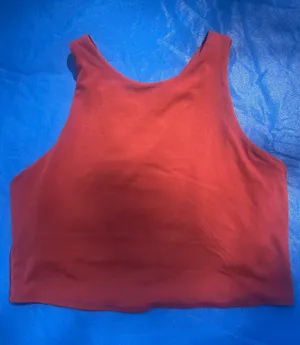 Athleta Rust Red High Neck Lattice Strappy Back Crop Tank Top 531222-00 Small thumbnail 1
