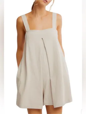Free People Nichola Romper in Pumice Stone size Small NWT thumbnail 3