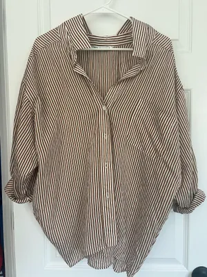 ZARA Striped Button Down Shirt Oversized thumbnail 3