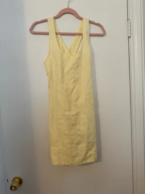 Madewell Cross-Back A-Line Mini Linen Dress in Pale Pineapple Yellow Size 00 thumbnail 7