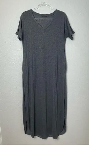 Amazon HUSK ARY Easy Charcoal Gray V-Neck Maxi Dress w/Pockets Size L thumbnail 1