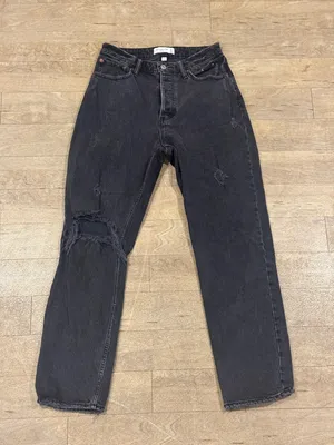 Abercrombie & Fitch Curve Love The Dad High Rise Black Jeans Distressed Size 6R thumbnail 1