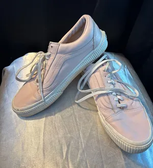Vans Old Skool Light Pink Leather Ribbed Platform Sneakers Womens 9 Mens 7.5 thumbnail 1