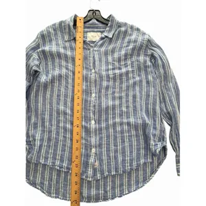 Rails Charli Shirt Womens Large Linen Blend Lake View Stripe Button Blue KKK10-2 thumbnail 7