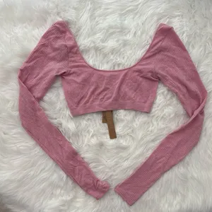 Skims Wool Rib Long Sleeve Super Cropped Top Halite XXS/XS thumbnail 4