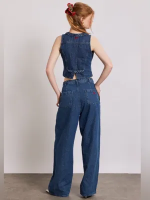 Damson Madder Revolve Women’s Sailor High Waisted Wide Leg Vintage Blue Jeans thumbnail 5