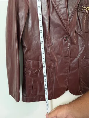 Vintage women’s Etienne Aigner Red Burgundy Leather Jacket, size 16 ©️ thumbnail 8
