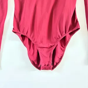 Maje Magicien Bordeaux Red‎ Long Sleeve Low Back Bodysuit Size 2 NEW thumbnail 5