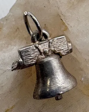 Vintage Liberty Bell Charm Silver Tone Patriotic Philadelphia Pendant Charm thumbnail 1