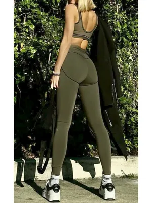 Alo Airbrush Heart Throb Bra Olive Tree Black Stripe Padded Sports Crop Bralette thumbnail 8
