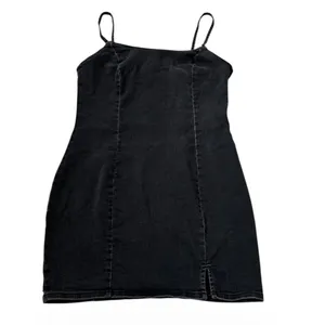 H&M Divided Womens Black Denim Bodycon Mini Dress Size Large Side Zip | 0083 thumbnail 3