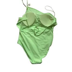 Aerie Beaded One‎ Shoulder Swimsuit L Lime Green One Piece NWT Beach Glam thumbnail 4