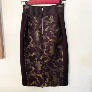 Maeve Anthropologie Small Black Metallic Camo Jacquard Pencil Mix‎ Media Skirt thumbnail 5