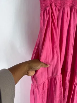 XiRENA Lorraine Pink Smocked Tie Strap Cotton Maxi Dress XS thumbnail 10
