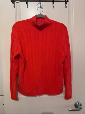 J.Crew Crew Red Orange Merino Wool Alpaca Turtleneck Sweater Size Small thumbnail 2